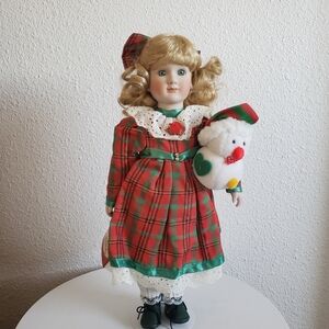 #New Happy Holidays Doll Genuine Fine Porcelain Doll